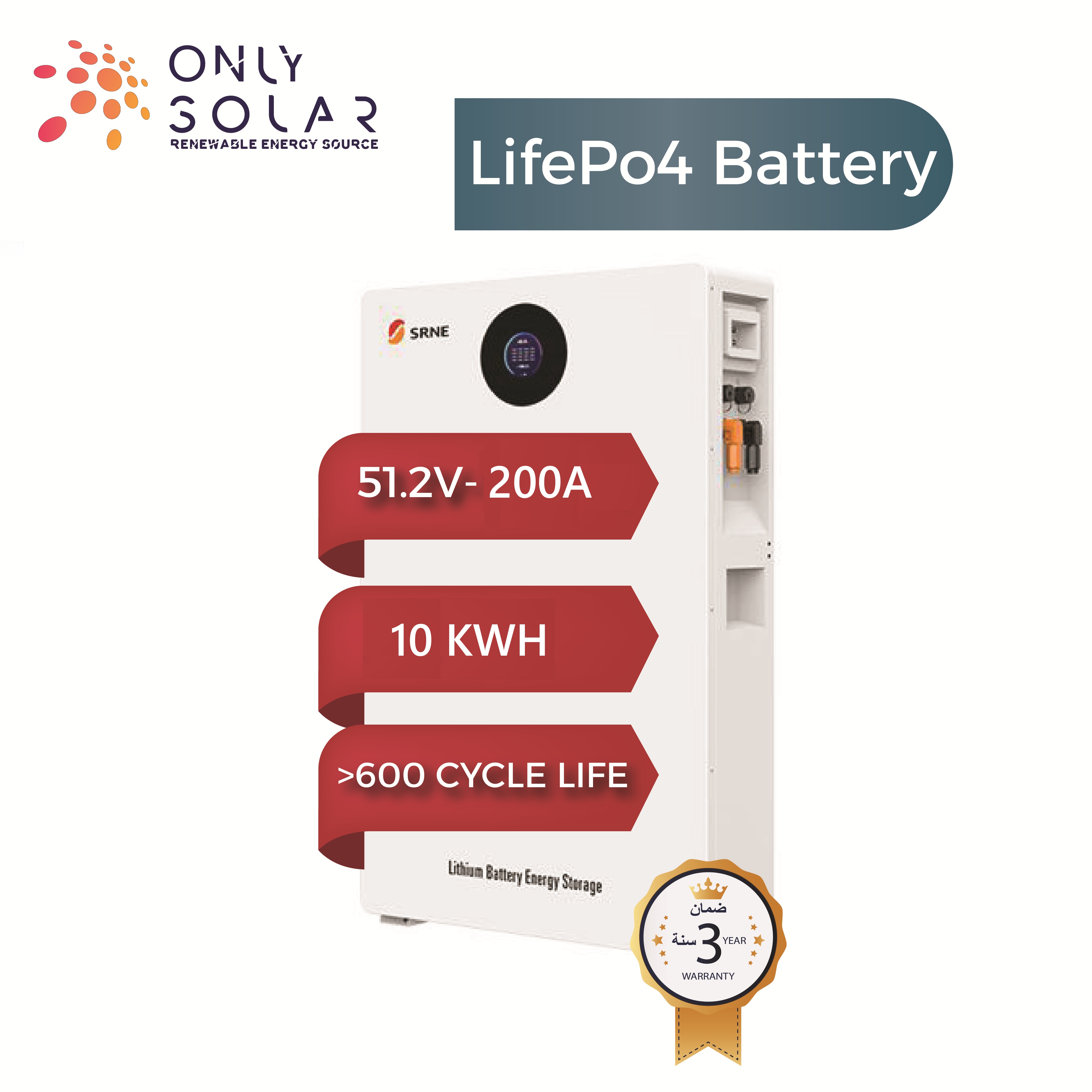 10 kWh 51.2 V Lithium (LiFePO4) Battery / http://www.onlysolar1.com/products/images/804be4e7-1b70-4e03-b6ca-032cb5200d20.jpg